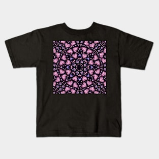 Crystal Hearts and Flowers Valentines Kaleidoscope pattern (Seamless) 25 Kids T-Shirt